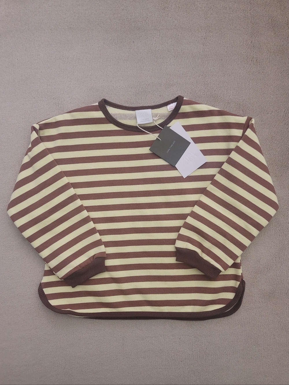 Zara Boy Brown/Yellow Timeless Striped Oversized Sweatshirt Size 4